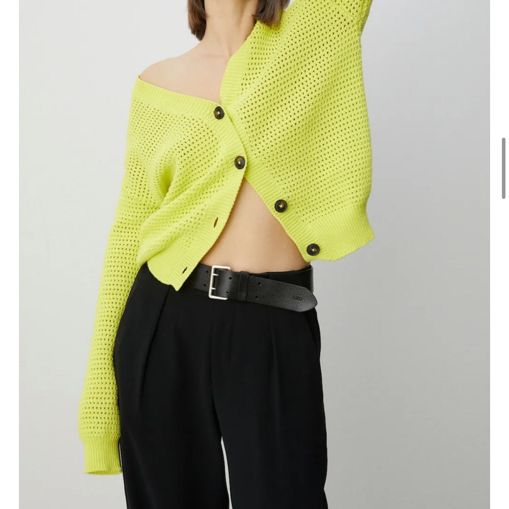CLOSED ORGANIC COTTON V-CARDIGAN - NEON LEMON